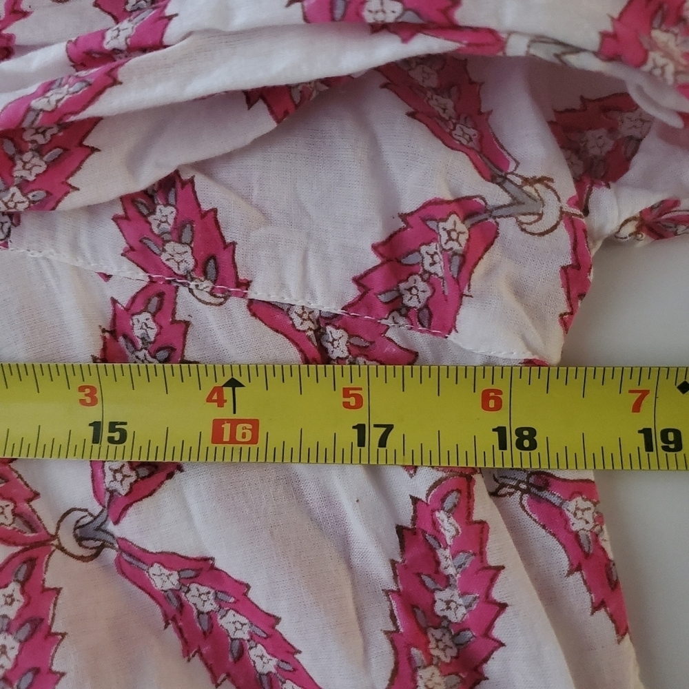 Karni Floral BoHo Cottagecore Maxi Dress Size Small White Pink Pockets - Picture 9 of 10